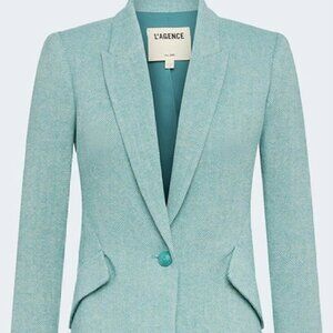 NWOT L'agence Chamberlain Tailored Blazer in Green Herringbone Size 6